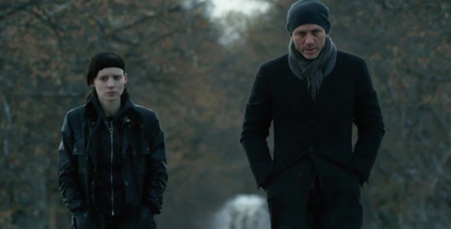 Rooney Mara on Lisbeth Salander, Daniel Craig on Mikke Blomkvist.