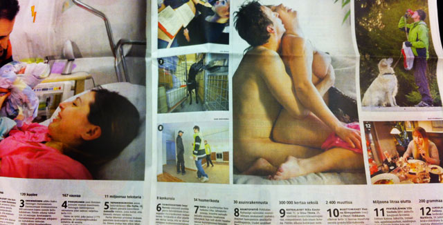 Sanomalehtikuva lähtee harvoin näin rohkeille raiteille.