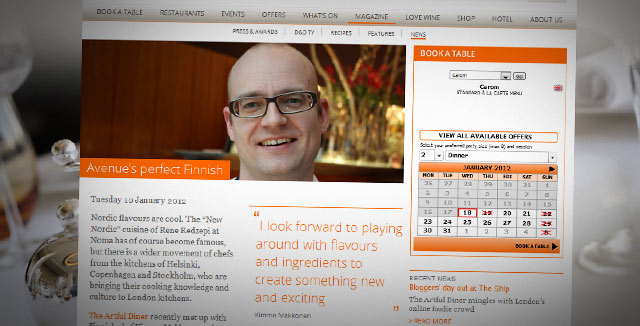 The Artful Diner haastatteli Avenuen keittiömestari Kimmo Makkosta.