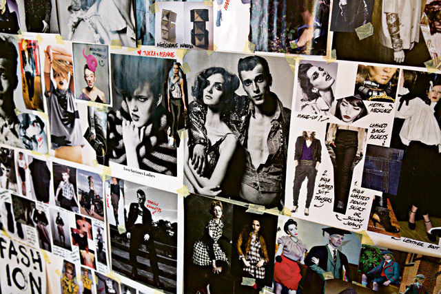 Trashionista Outi Pyy saa inspiraatioseinältään vinkkejä seuraaviin luomuksiin.