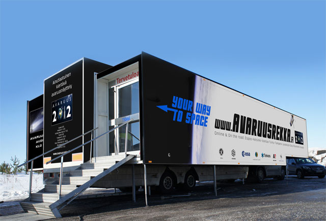 Avaruusrekka kiertää seitsemällä paikkakunnalla Helsingistä Lappiin.