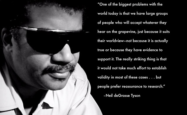 Tieteen popularisoijana tunnettu Neil deGrasse Tyson ei ole sanonut tätä.