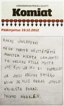 Komiat-lehdessä oli hyvä pääkirjoitus.