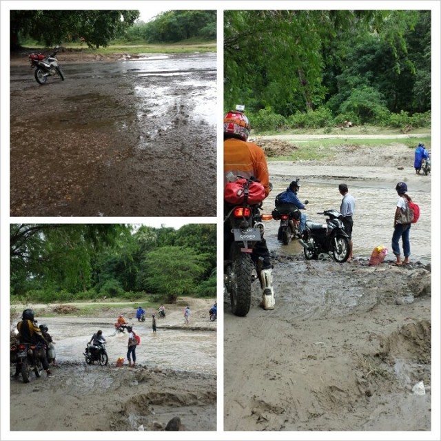 Tässä kohtaa ei normaalisti ole jokea. Nyt on. Myanmar.  Burma. Monsuunisade.