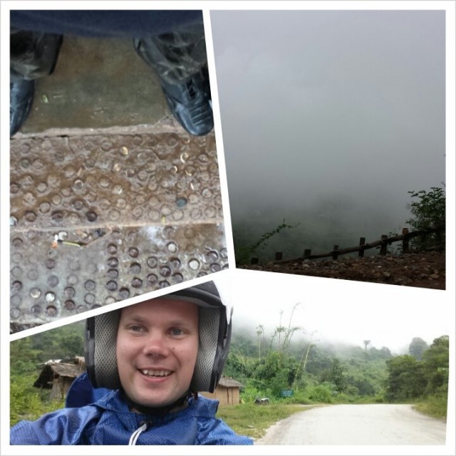 Noista pilvistä sataa vettä. Tässä alakuvassa olemme vielä 1.5 km:ssa pilvien yläpuolella.