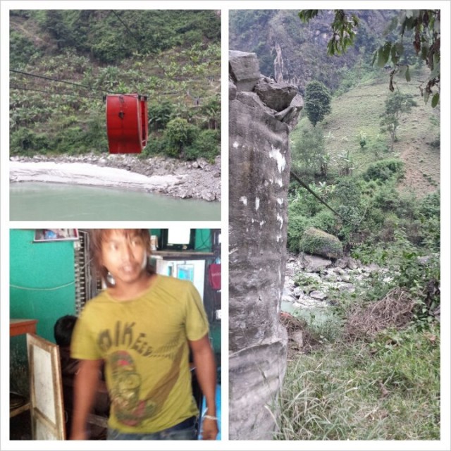 Paikallinen drafting opas oli kanssamme lounaalla. Vasemmanpuolisella härvelillä ylitimme joen. Oikeanpuolisen skippasimme.