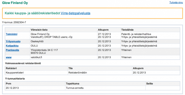 Tässäkö Suomen erikoisin firman nimi?