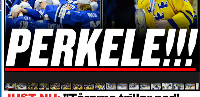 Expressen lehden otsikko pikkuleijonien voitosta: PERKELE!!!