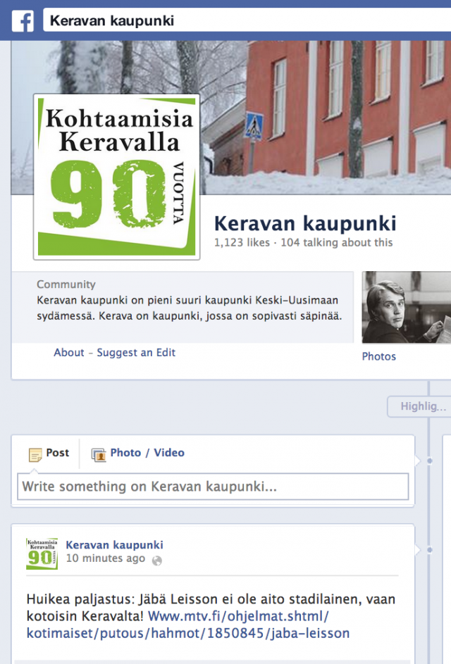 Keravan kaupunki noteerasi ettei Jäbä Leisson ole aito stadilainen vaan kotoisin Keravalta