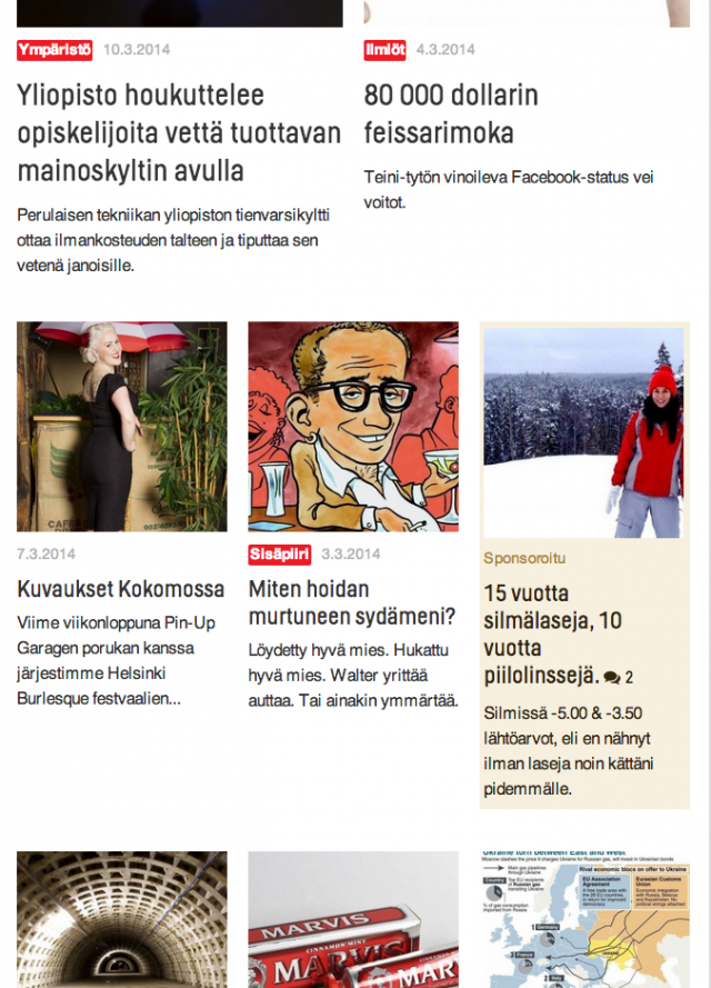 Luonnollinen mainonta sulautuu ympäristöönsä. Mainonta erottuu sanan Sponsoroitu -ansiosta. Joskus myös luonnollisen mainoksen taustaväri voi olla korostettu, mutta ei välttämättä.