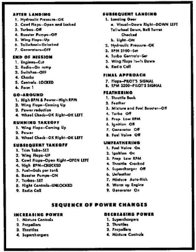 B17 -koneen tarkistuslista.