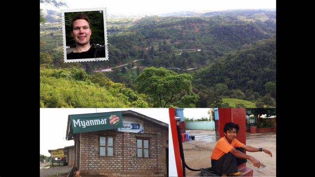 Yläkuvassa mulla on murheena, että riittääkö bensa ja eihän prätkän kumi mene rikki. Alakuvassa Burmalainen huoltoaseman lapsityöntekijä murehtii päivittäisestä ruoan saannista 10 dollarin kuukausipalkalla.