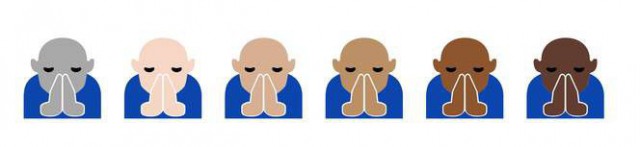 Emojien uudet värit. Vasemmalla perusväri joka ei suosi mitään ihonväriä.