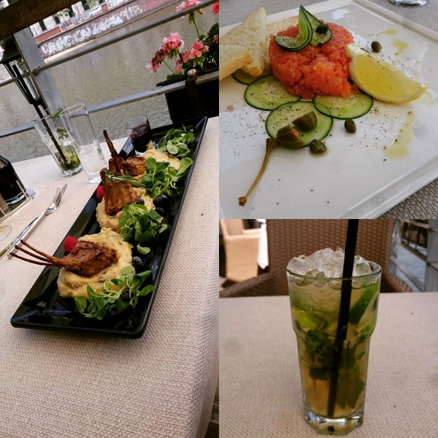 Puolalaiset osaavat tehdä erinomaista ruokaa. Lammasta ja lohitartaria Przystań ravintolassa.