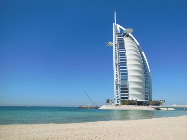 Dubai, Burj Al Arab, maailman ainoa seitsemän tähden hotelli.