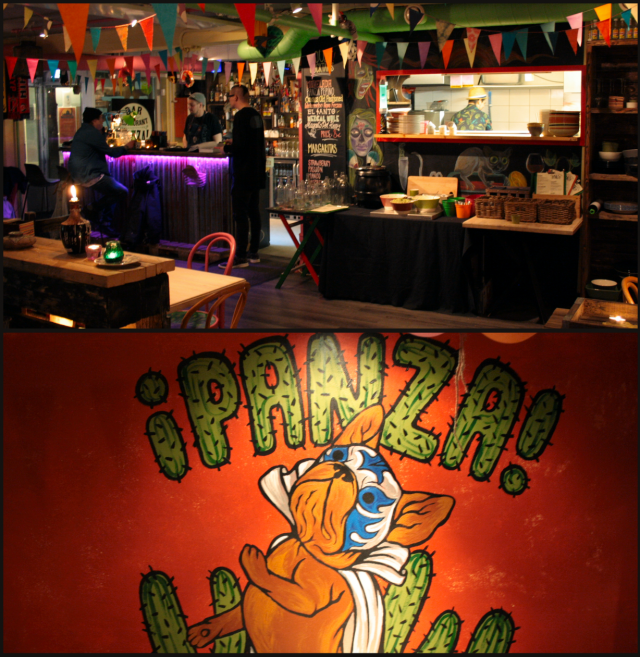 Ennen illalisen alkua jauhetaan vähän schaibaa ja tsekkallaan illan varaustilannetta. / Panza sisusta on täynnä hauskoja yksityiskohtia, tyyliä voisi luonnehtia hallituksi kaaokseksi, mikä taitaa myös kuvata Meksikoa, ainakin jollain asteella.