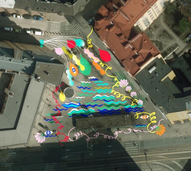 Ilmakuvaluonnoksesta näkee, millainen värijuhla Vaasanpuistikkoon on tulossa.