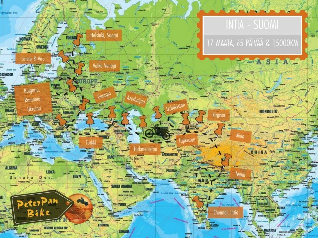 15000km, 17 maata.