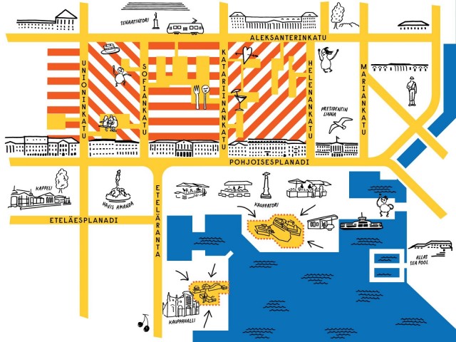 Uudet oleskelualueet kartalla.