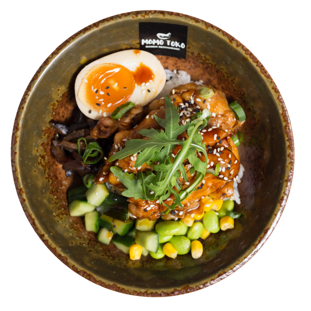 Momotokon teriyaki kana donburi.