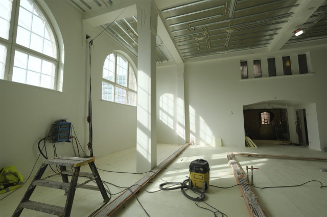 Kuva rakenteilla olevasta ravintolatilasta.