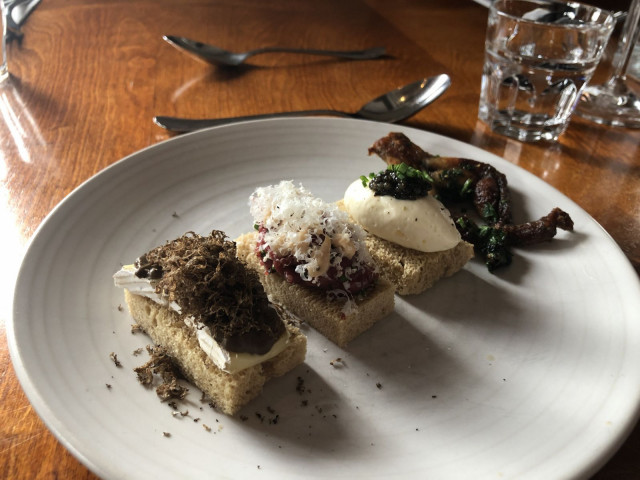 Pieni lajitelma Tislaamon alkupaloja.