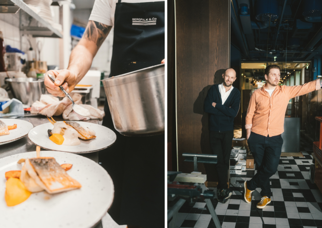 Yrittäjät Anders Westerholm ja Koko Suomi Leipoo -tuomarina tunnettu Markus Hurskainen.