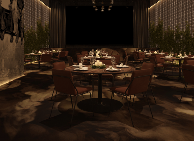 Uuden ravintolan havainnekuva lupaa viihtyisiä ravintolareissuja.