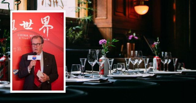 Suomen vanhimman urheiluseuran IFK:n puheenjohtaja Rene Osterman sai illallisella avajaispuheenvuoron.