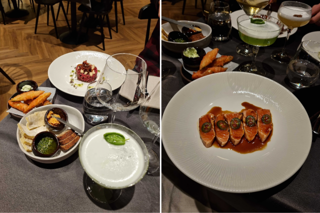 Alkuun: Olkkarin Tartar, Kesäkurpitsa, Lohi Tataki ja Skaviche.